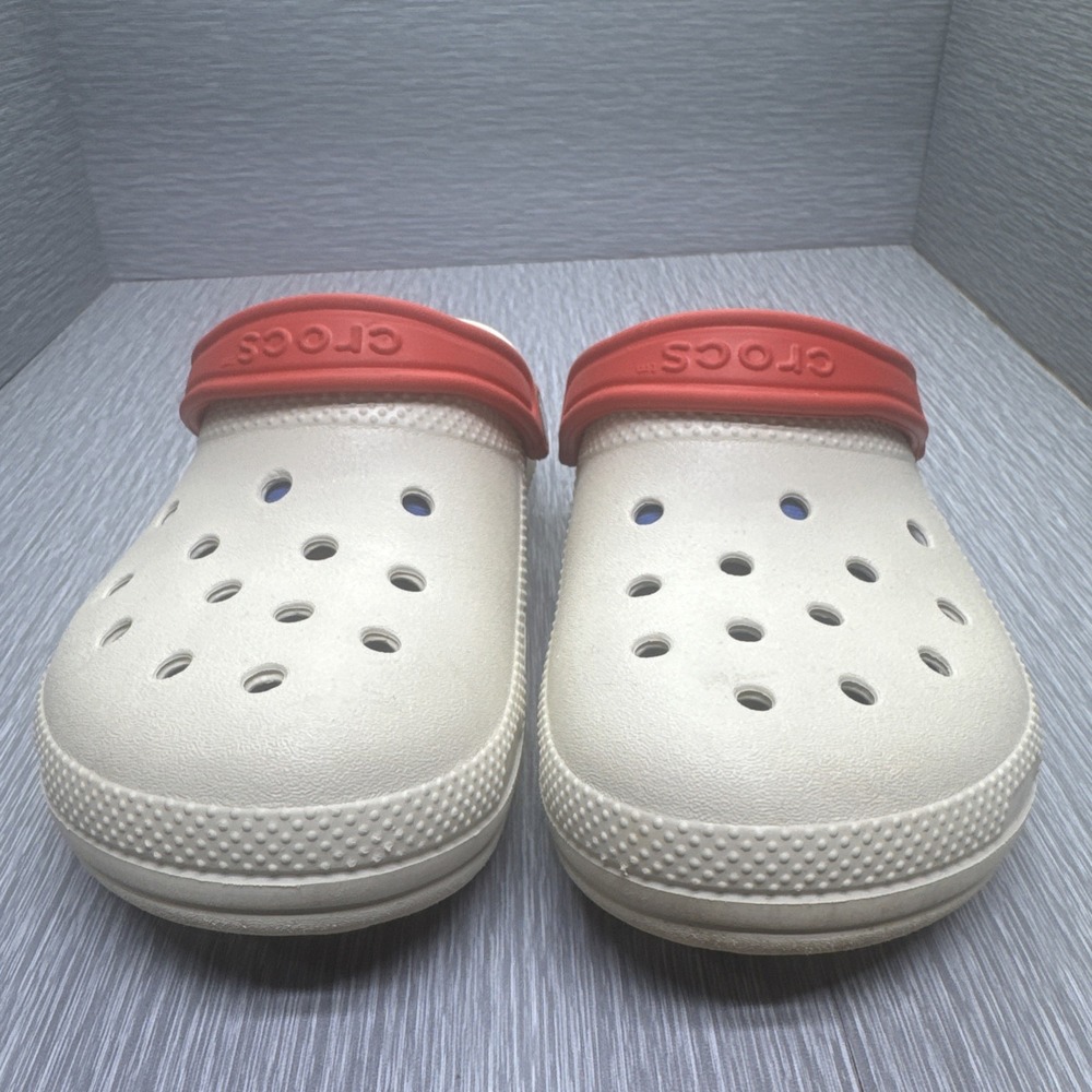 Crocs Men's‎ Size 6 Cream White Red Blue Band Clogs Slip On Shoes